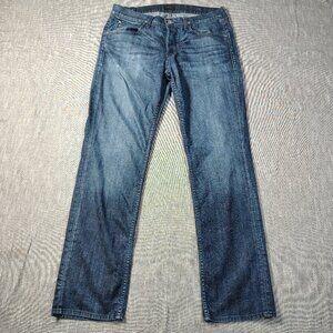 Hudson Jeans Mens Size 36x34 Hyp Blue Byron Straight Faded Whiskers BM255ZAM